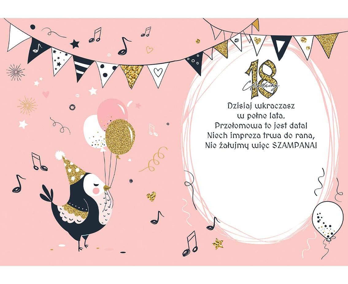 Greeting card pink “18”